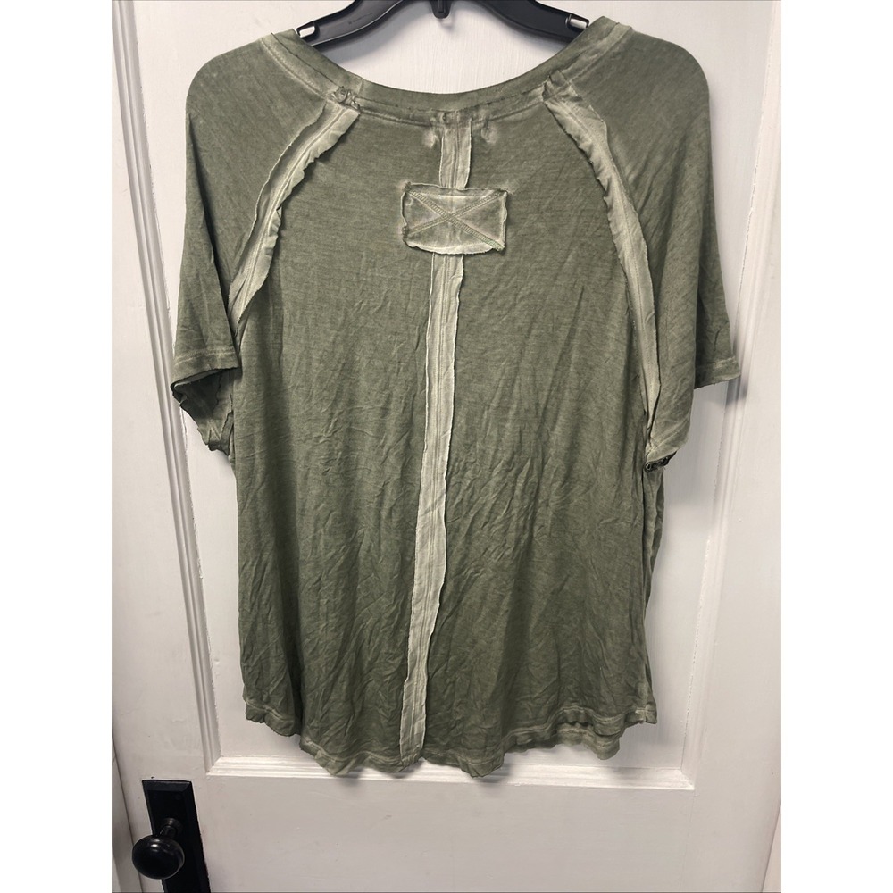 Zenana Outfitters Oversized S Moss Green Short Sleeve Raglan Tee Easily Fit 1X - Picture 8 of 12